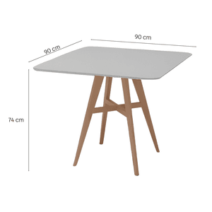 Mesa de Jantar Atenas 90x90 tampo laqueado com vidro imagem 6