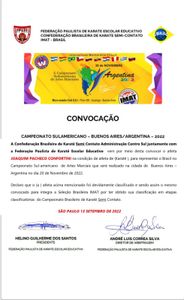 Participação do Atleta Brasileiro Arthur Confortini no Camp. Sul Americano de Karate2022