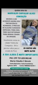 Vaquinha Online - Vamos ajudar marivaldo carvalho Alves conceicao