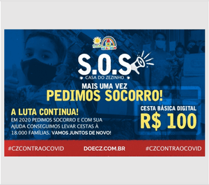 ONGs - Casa do Zezinho contra o Corona e a fome!