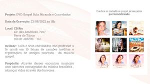 Financiamento Coletivo - Contribua com o DVD Gospel Sula Miranda e Convidados Juntos na Fé