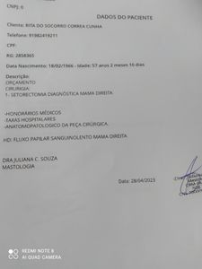 Vaquinha Online - Cirurgia Setorectomia da Mama Direita