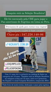 Vamos levar o Joaquim para representar o Brasil no Pan-americano em Lima