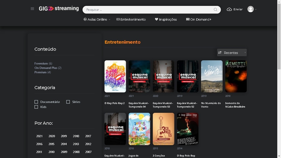 GIG streaming  - "Netflix' dos Músicos - Plataforma de streaming BR