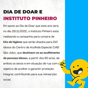 Caridade e Filantropia - O Instituto Pinheiro conta com você para comprar kits de higiene