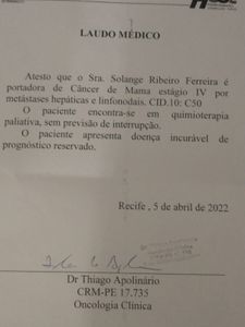 Saúde e Emergências - Solange está com Cancêr e precisa de ajuda