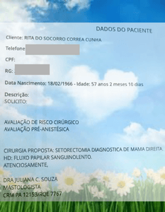 Cirurgia Setorectomia da Mama Direita