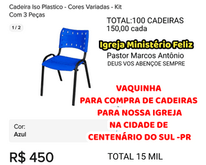 Recurso par compra de cadeiras novas para Igreja local