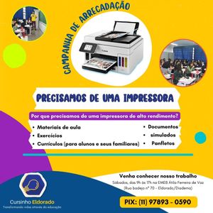 Arrecadação para impressora de alto rendimento - Cursinho Popular Eldorado