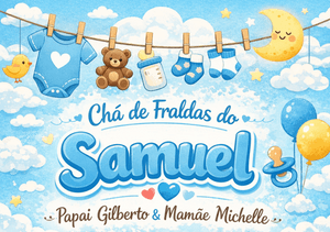 Chá de Fraldas do Samuel, papais Gilberto e Michelle.