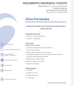 Ajuda para cirurgia videolaparoscopia -diagnostico endometriose 