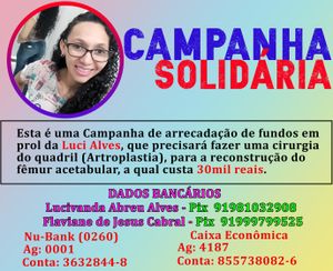 TODOS PELA LUCI, CAMPANHA SOLIDÁRIA