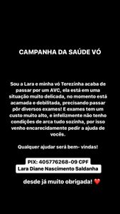 Vaquinha da saúde da minha vó urgentemente