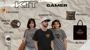 KIT GAMER ( CAMISETA, MOUSE PAD, CHAVEIRO, FRONHA, XICA