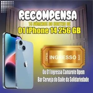 Sorteio de 01 iPhone 14 ou 01 Ingresso Cam. do Baile