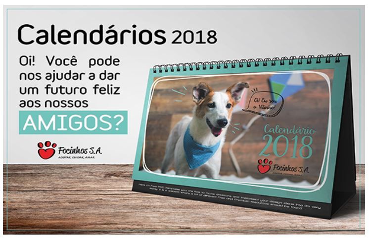 Capa do Facebook criada para a campanha Focinhos S.A.: calendário 2018